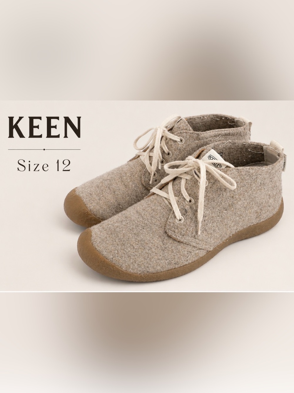 KEEN Mosey Derby Wool Felt Shoes Natural Beige Size 12